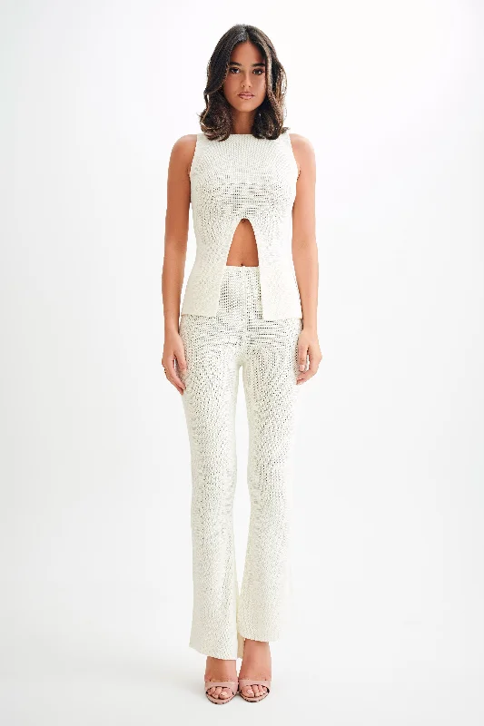 Ridley Straight Leg Knit Pant - Ivory Hip Women's Retro