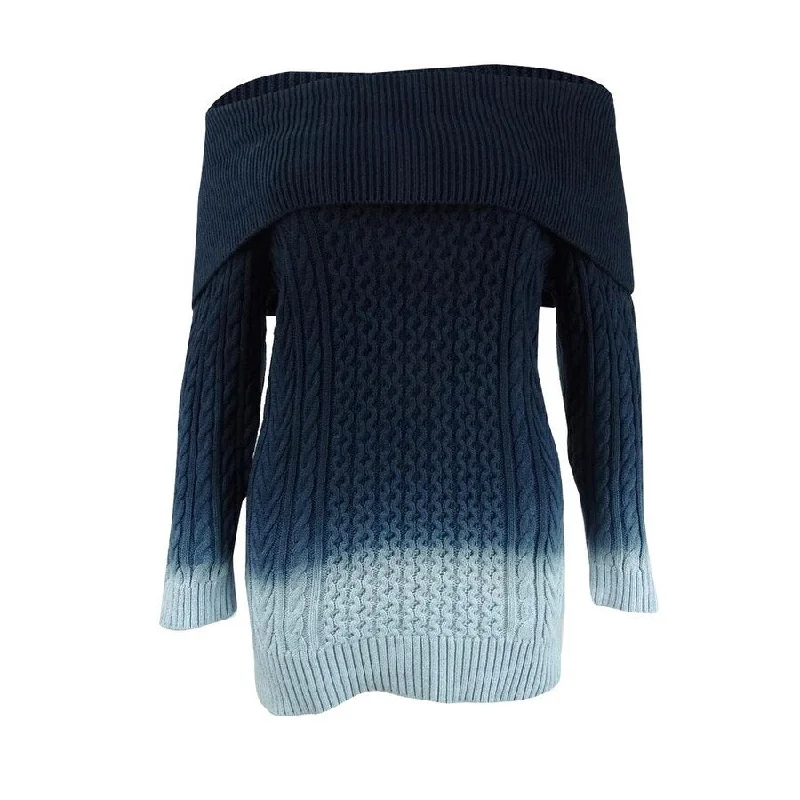 Tommy Hilfiger Womens Off-Shoulder Tie-Dye Sweater (L, Crystal Blue/Sky Captain) Hip Women's Retro Tommy Hilfiger Womens Off-Shoulder Tie-Dye Sweater (L, Crystal Blue/Sky Captain) Hip Women's Retro