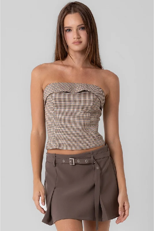 Aida Plaid Strapless Top Scandinavian