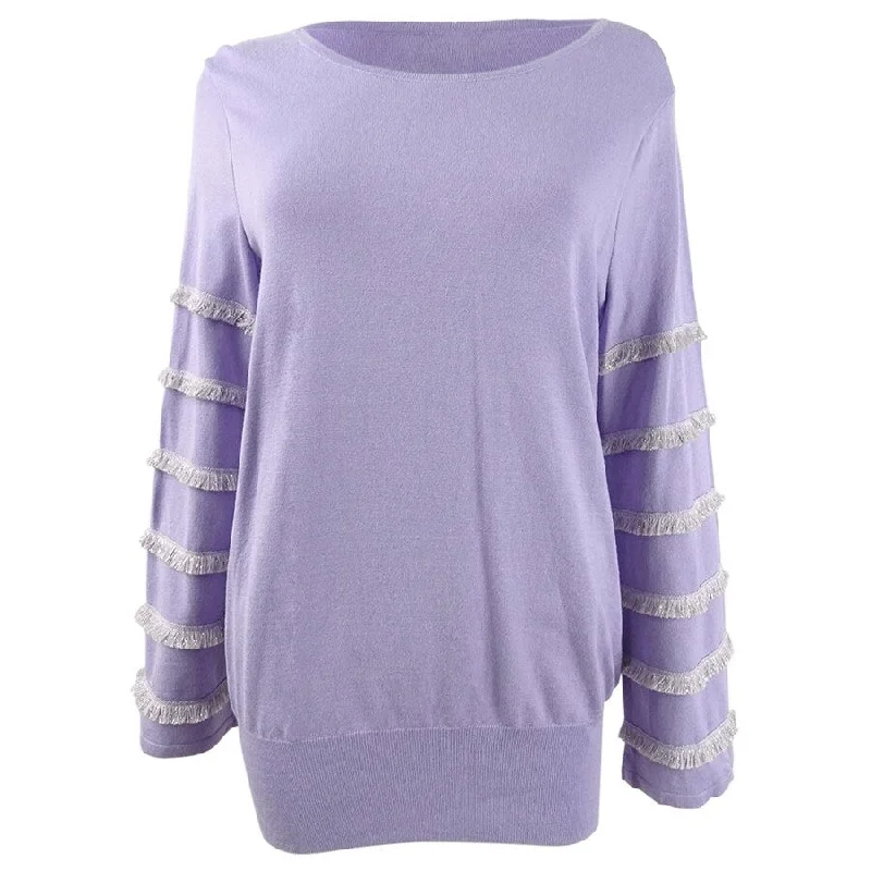 Alfani Women's Tiered Fringe Pullover (M, Lilac) Modern Women's 
