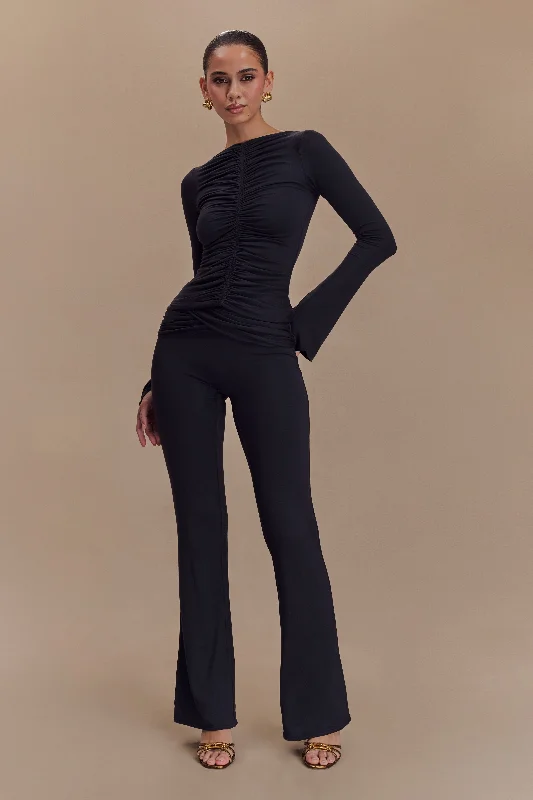 Preston Modal Long Sleeve Top - Black Elegant Women's 