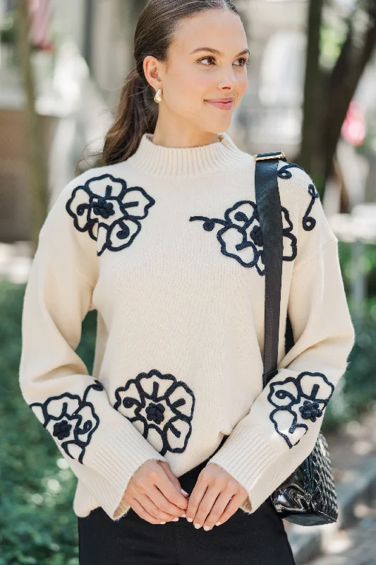 Keep You Close Natural Brown Floral Sweater Stylish Women's Tropical 