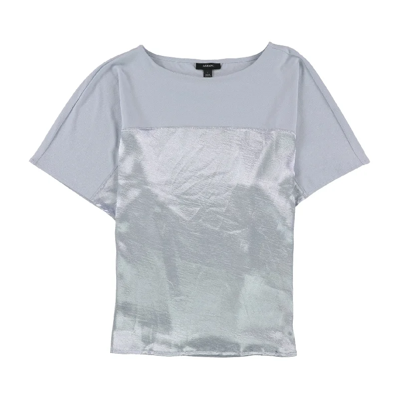 Alfani Womens Metallic-Panel Embellished T-Shirt Unique Women's Upcycled