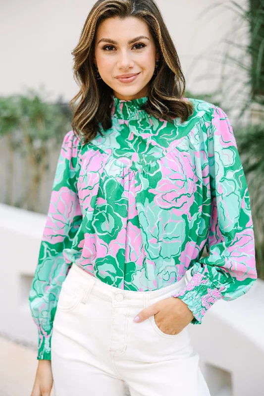 All In Green Floral Blouse Feminine Women's Style 