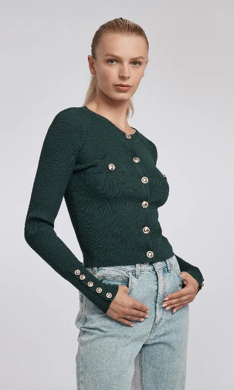 Pennie Rib Cardigan Artistic Women's Hand - painted