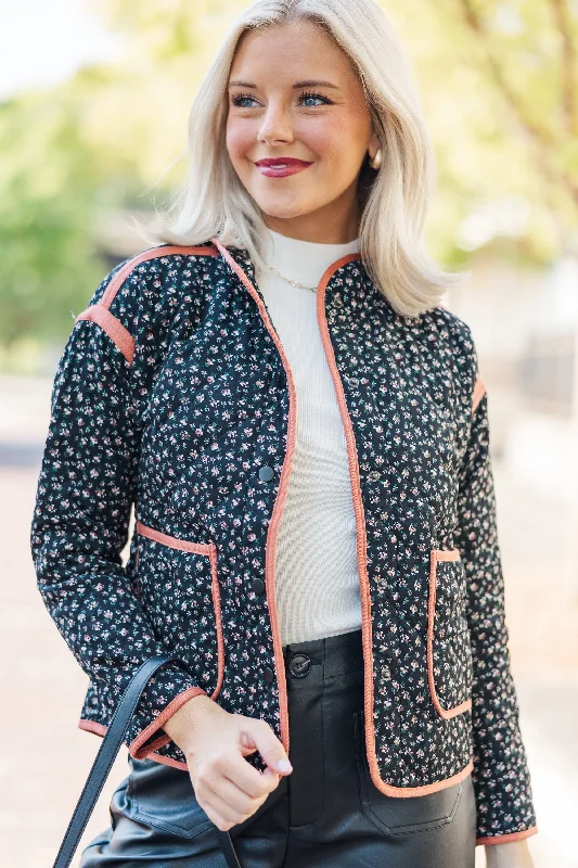 Feeling Like Love Black Ditsy Floral Jacket Business