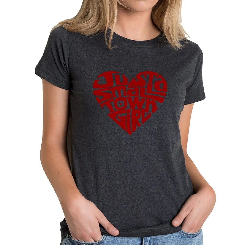 LA Pop Art Women's Premium Blend Word Art T-shirt - Just a Small Town Girl Cool Women's Distressed LA Pop Art Women's Premium Blend Word Art T-shirt - Just a Small Town Girl Cool Women's Distressed