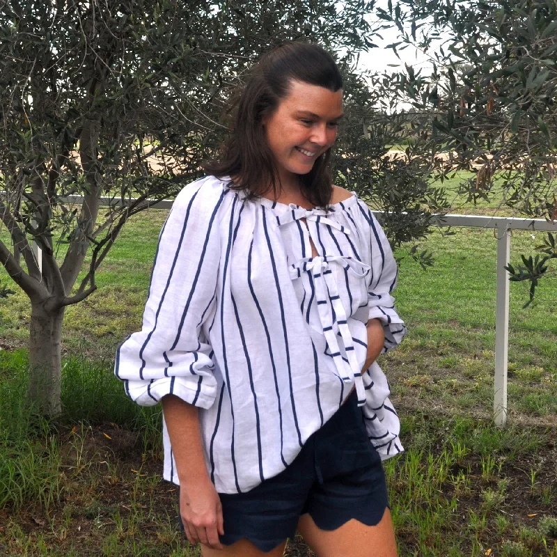 Sammie Smock - Navy Stripe Preppy Women's College