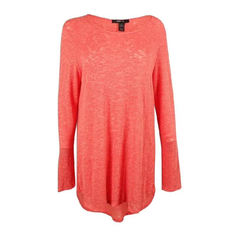 Style & Co. Women's Long Sleeve Hi-Low Top Scandinavian