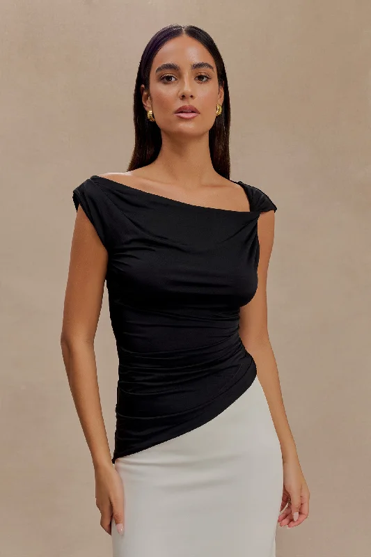 Prianyka Slinky Sleeveless Top - Black Luxurious Women's High -  end