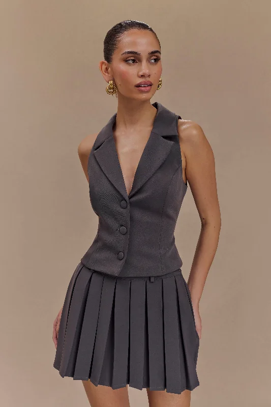 Mura Suiting Vest - Charcoal Stylish Women's Tropical 