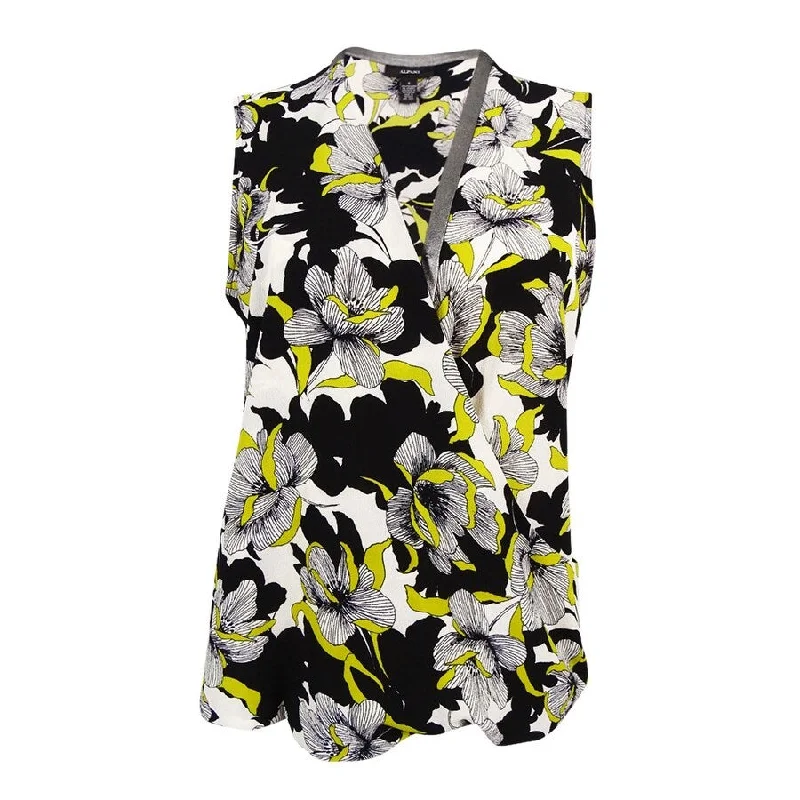 Alfani Women's Sleeveless Floral Print Top Bohemian Women's Free