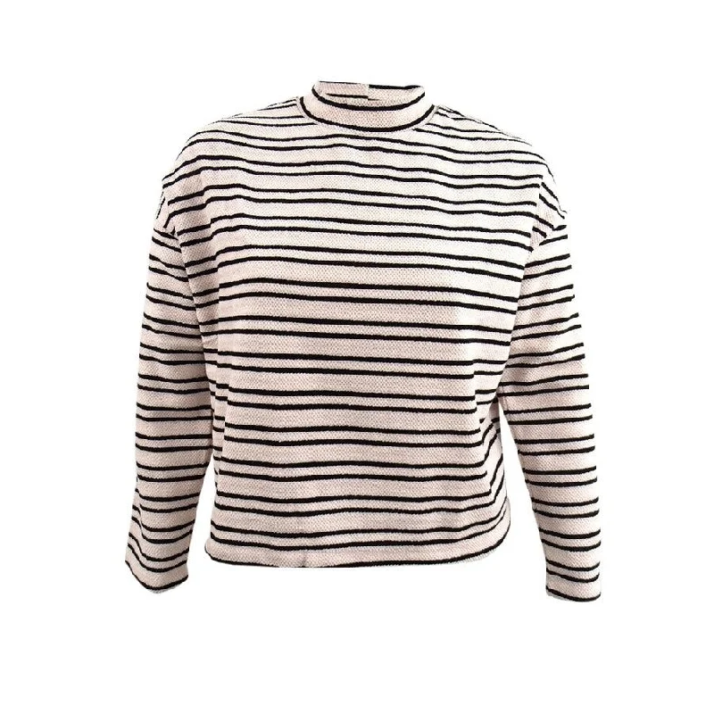Sanctuary Women's Alea Striped Sweater (L, Light Pearl/Black Stripe) Laid - back Women's Vibe Sanctuary Women's Alea Striped Sweater (L, Light Pearl/Black Stripe) Laid - back Women's Vibe