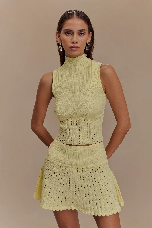 Indy Pointelle Knit Top - Lemon garde