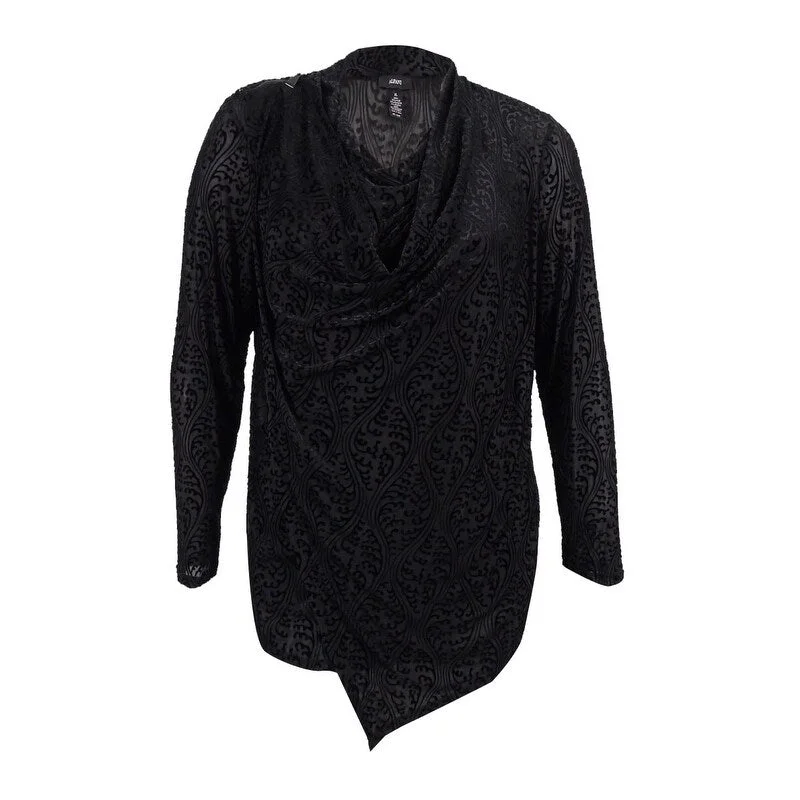 Alfani Women's Zip Trim Top (S, Deep Black) Stylish Women's Neon