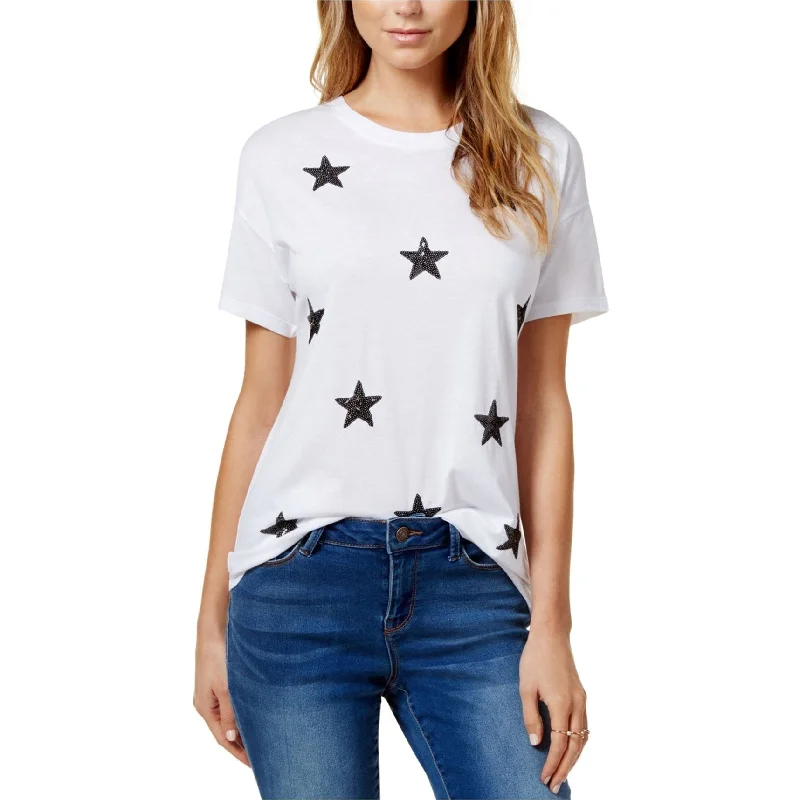 Carbon Copy Womens Sequined Embellished T-Shirt, White, Medium Minimalist Women's Casual