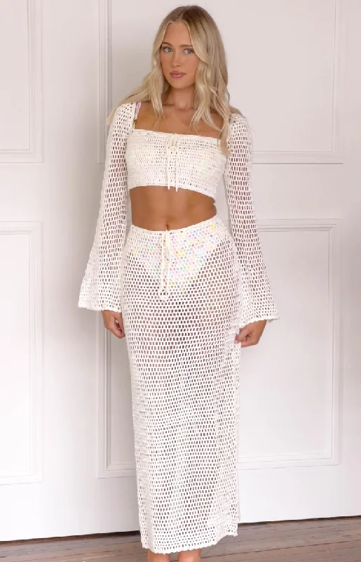 Dally White Crochet Crop Top Disco