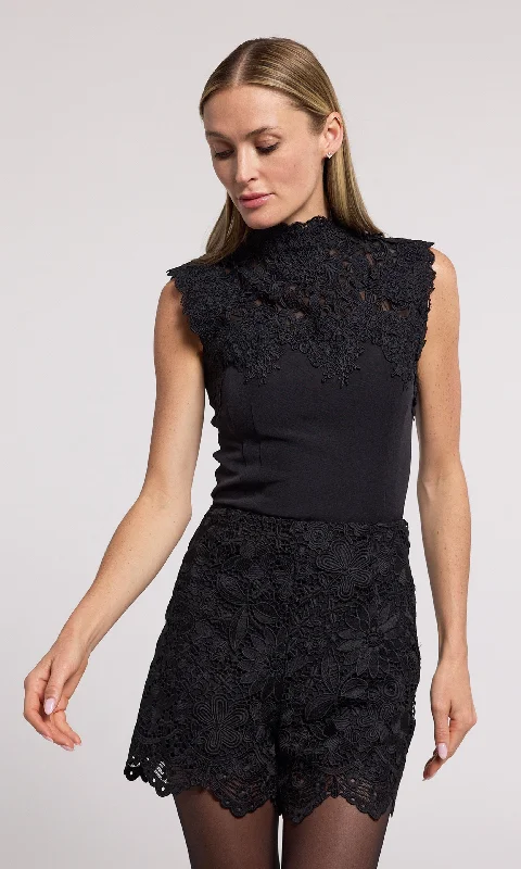 Joya Lace Combo Crepe Top Bold Women's Statement