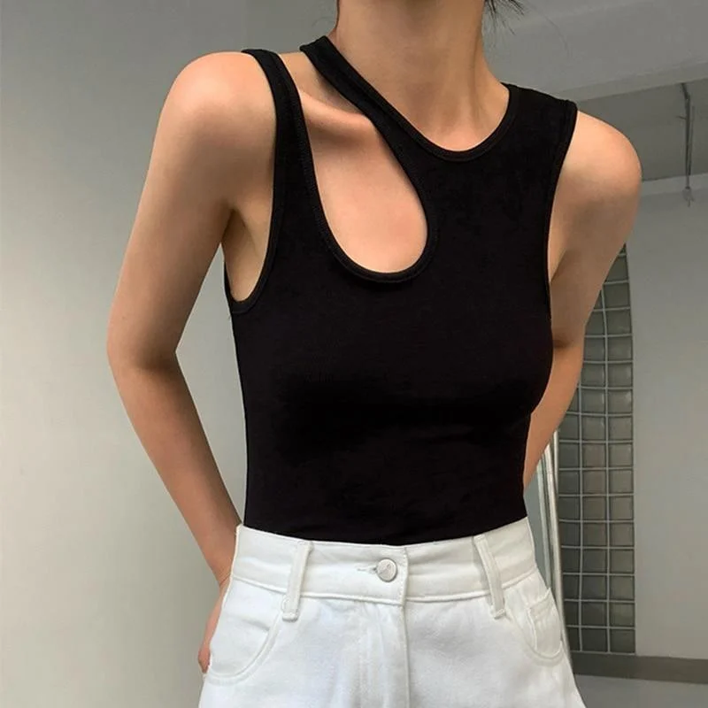 Millie Basic Cut Out Top Cool Women's Distressed