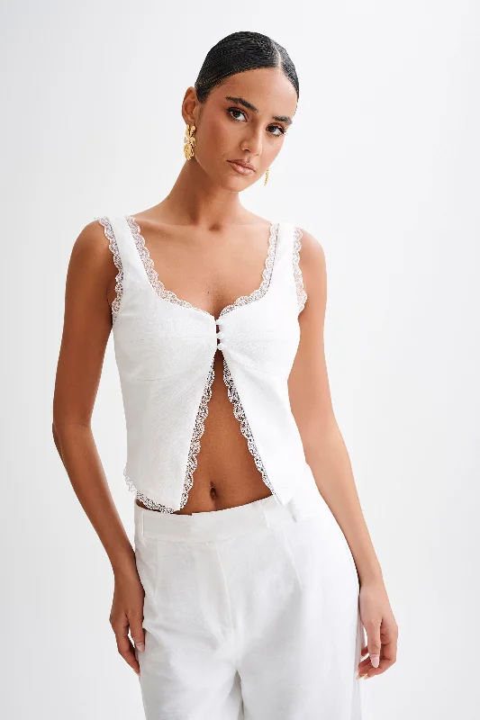 Franca Linen Sleeveless Top - White Sustainable Organic