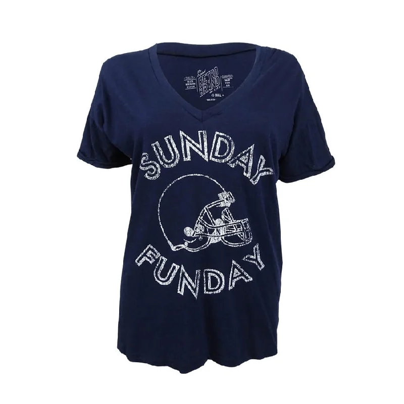 Retro Brand Women's Game Day 'Sunday Funday' Graphic T-Shirt (XS, Navy) Classic Women's Pin - striped Retro Brand Women's Game Day 'Sunday Funday' Graphic T-Shirt (XS, Navy) Classic Women's Pin - striped