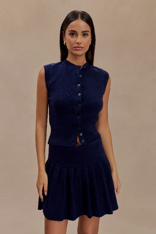 Dionne Sleeveless Knit Vest - Dark Navy Refined Women's 