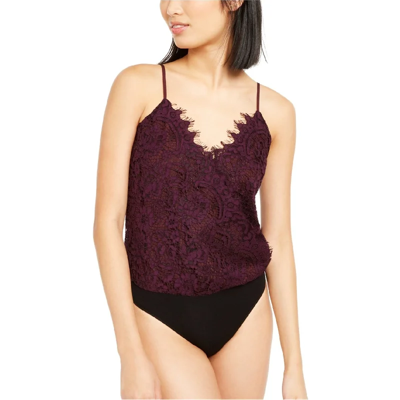 Leyden Womens Floral Lace Bodysuit Jumpsuit, Purple, Large Bold Women's Animal Print Leyden Womens Floral Lace Bodysuit Jumpsuit, Purple, Large Bold Women's Animal Print