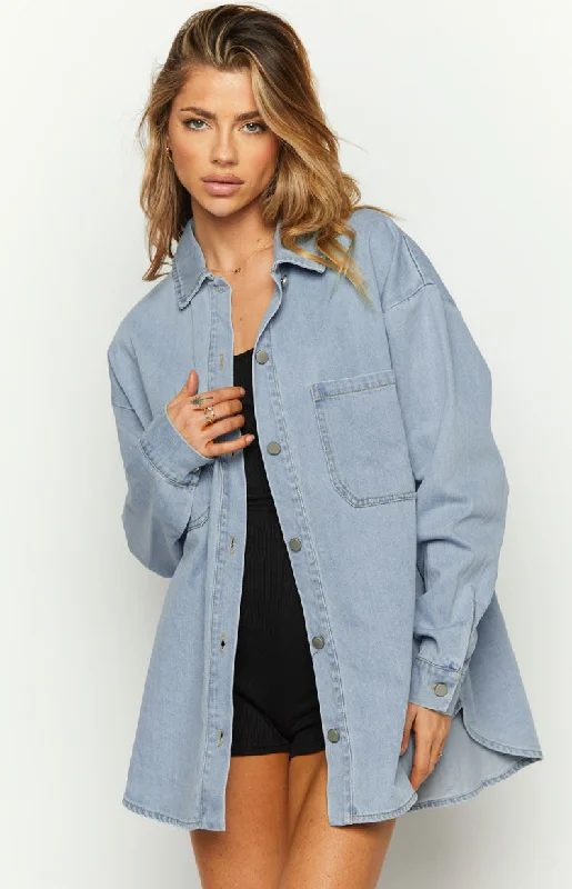 Eleanora Blue Denim Button Up Shirt Sleek Women's 