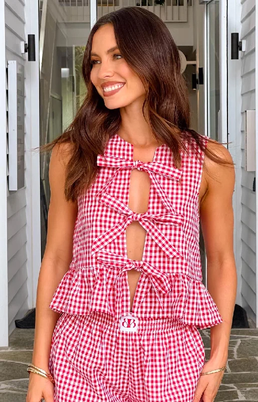 Baxter Red Gingham Top Women