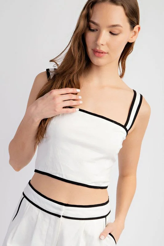 Whittney Contrast Crop Elegant Women's Formal 