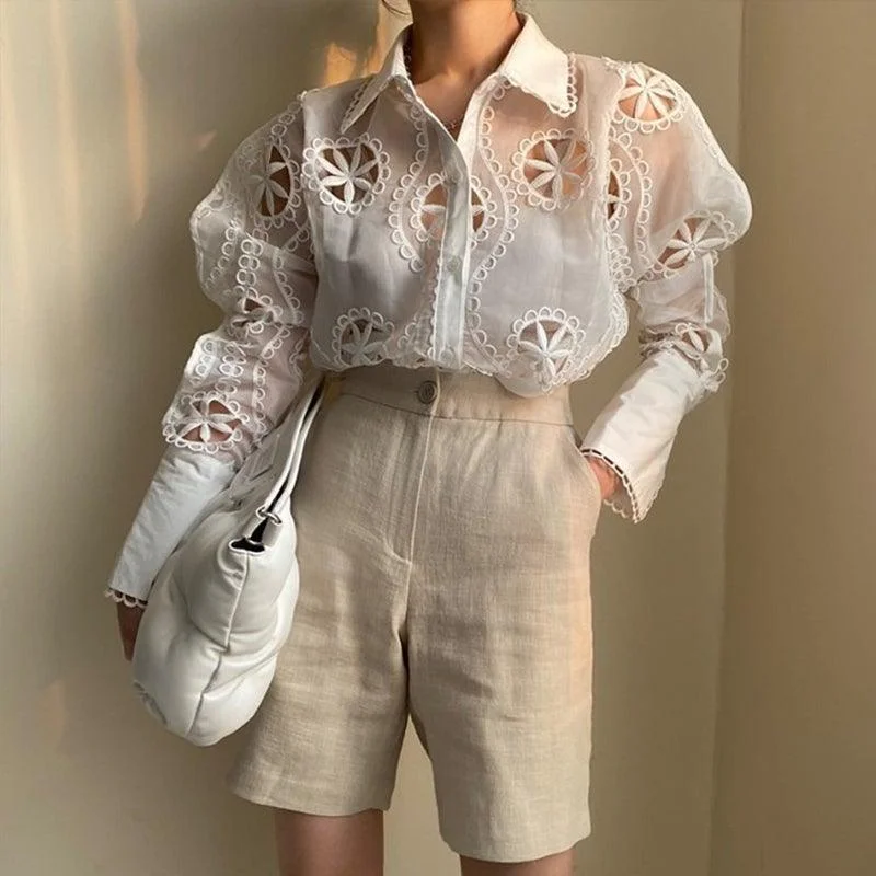 Adriana Embroidered Blouse Trendy Women's Oversized