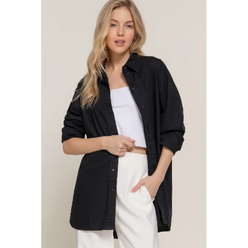 Long Sleeve Loose Fit Shirt Trendy Women's 