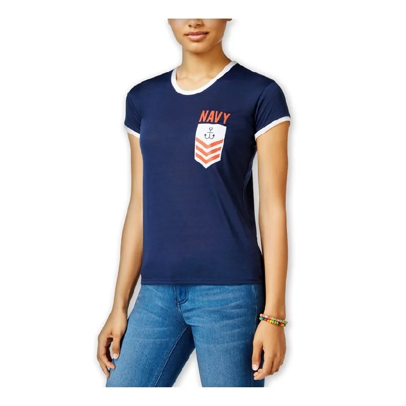 Mighty Fine Womens Navy Pocket Graphic T-Shirt Feminine Women's Soft 