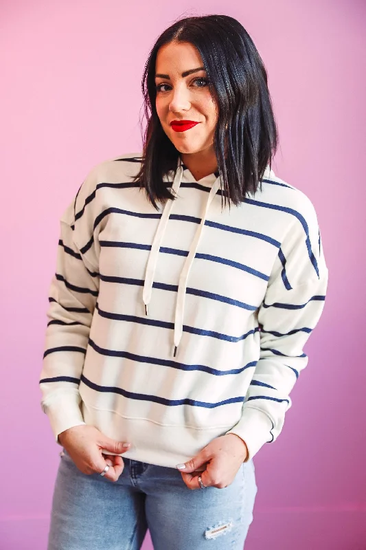 Avalon Hoodie-Ivory Navy Stripe-Thread & Supply Cozy Women's Winter