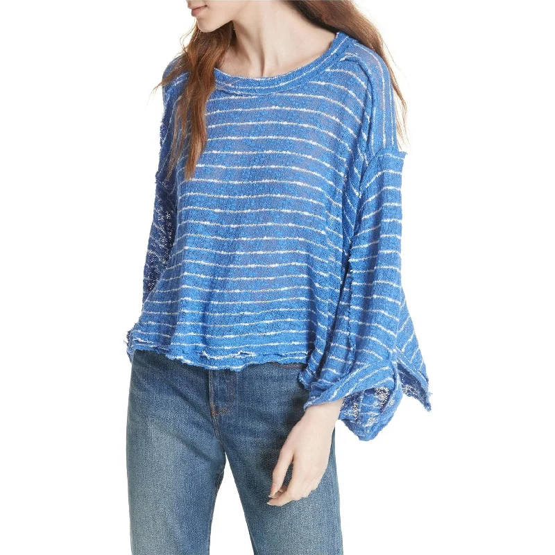 Free People Womens Island Girl Hacci Basic T-Shirt, Blue, X-Small Hip Women's Retro
