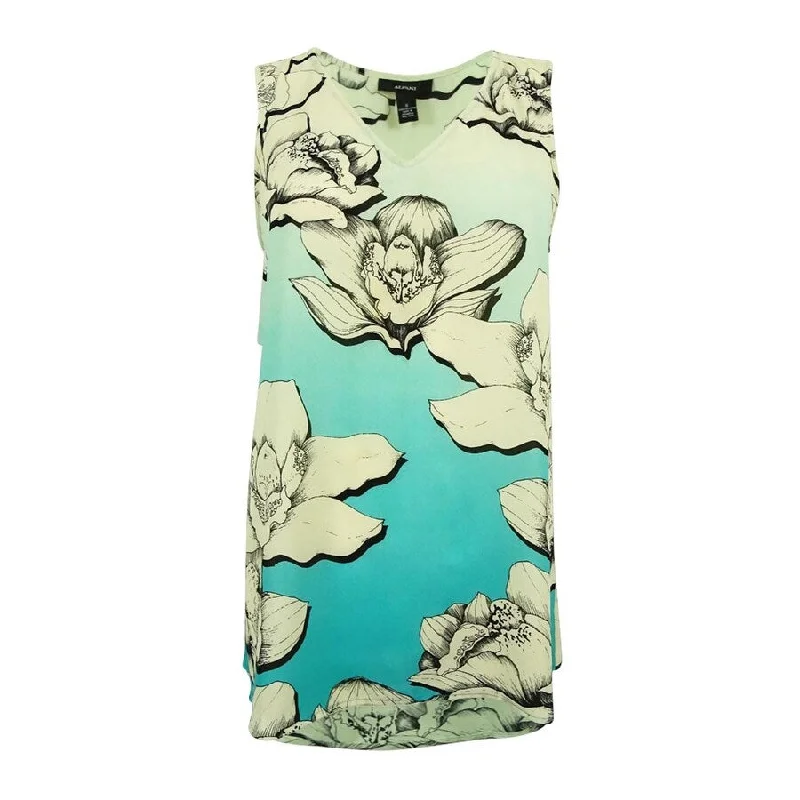 Alfani Women's Floral-Print Hi-Low Top (Flowing Petal Aqua, 6) Sleek Women's 