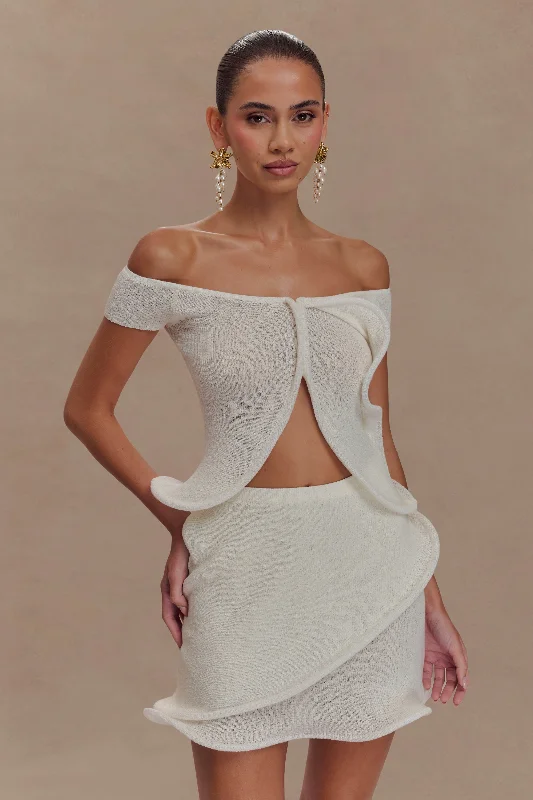 Haisley Off Shoulder Knit Top - Ivory Australian Beach