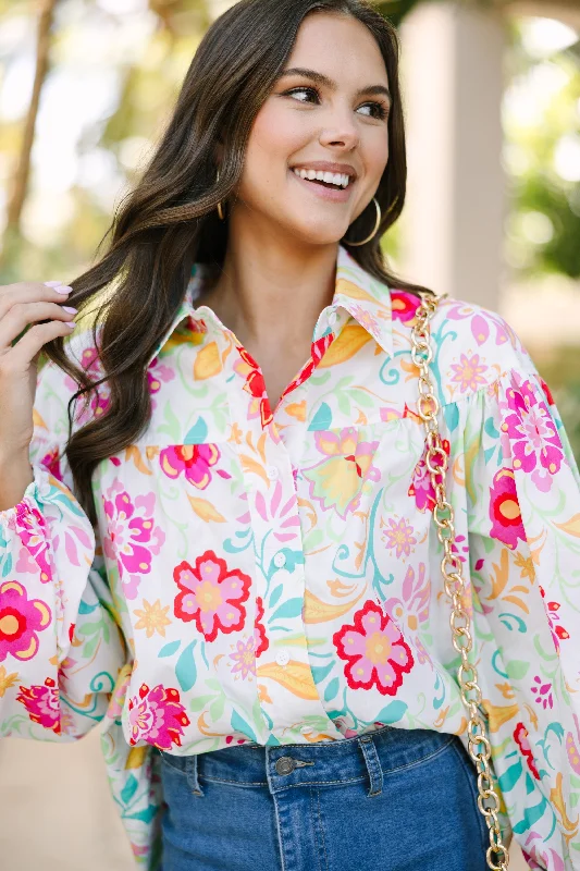 Fate: Found Your Voice White Floral Blouse Confident Women's High - fashion