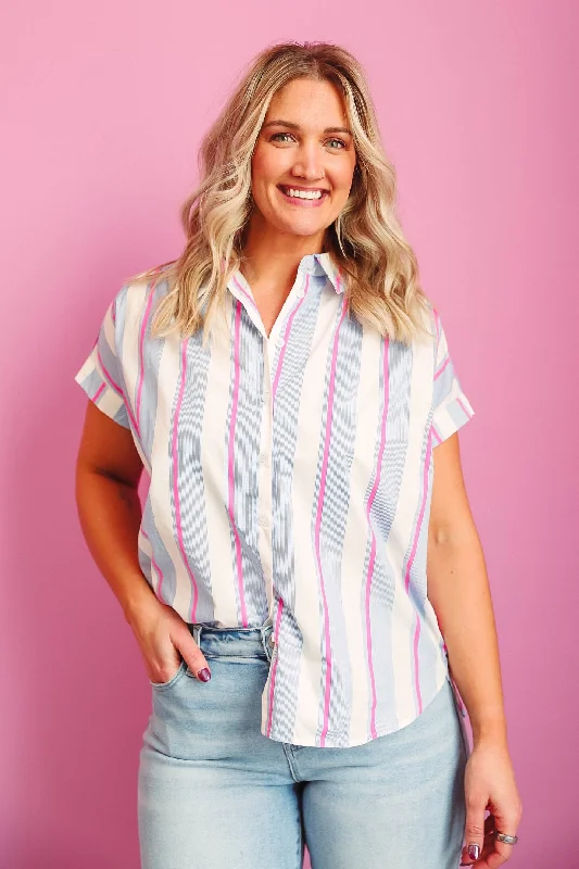 Phoebe Striped Button Down Monochromatic All - in - one