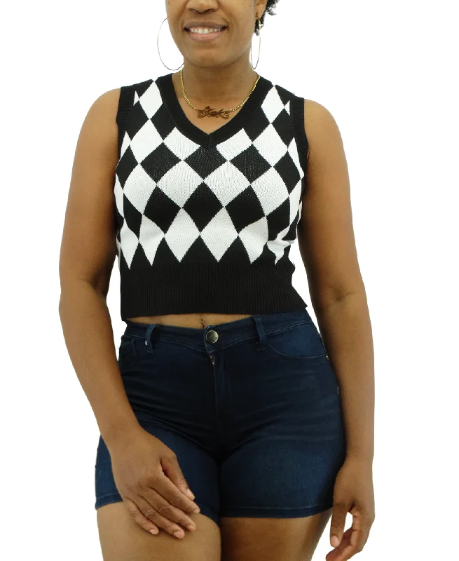 4122719N, Only You - Ladies Black & White Knit Top (S-L) performance