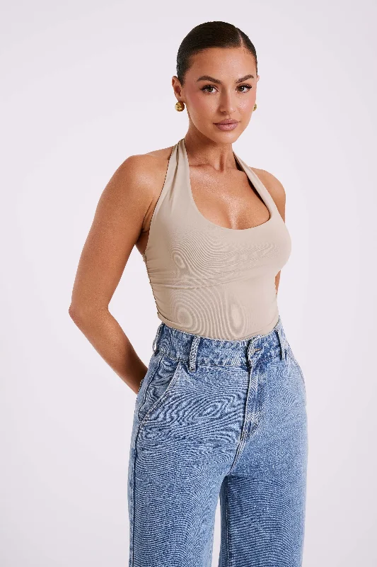Marie Recycled Nylon Halter Top - Taupe Athletic Women's High - 
