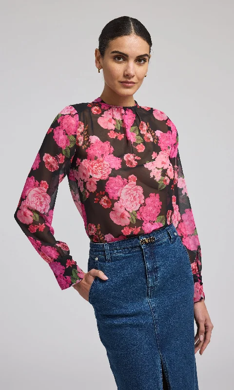 Violetta Floral Chiffon Blouse Youthful Women's Anime - inspired
