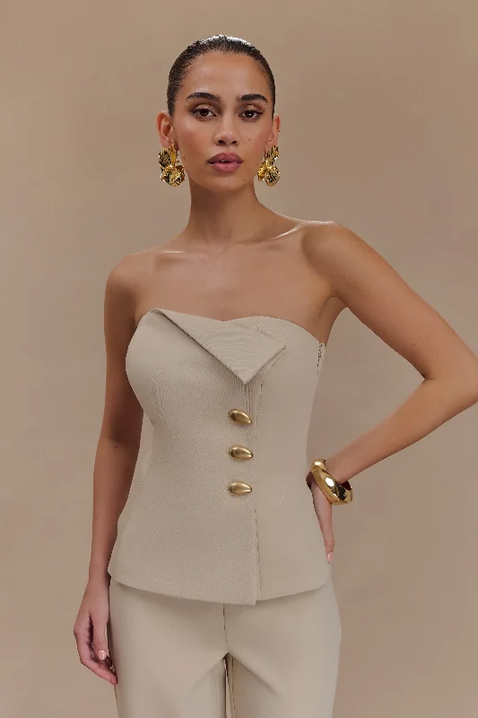 Lindie Strapless Suiting Top - Sand Sleek Women's 